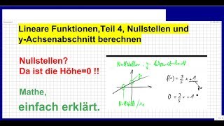 Lineare Funktionen Nullstellen und yAchsenabschnitt berechnen Teil4 [upl. by Elamrej15]