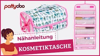 Anleitung Kosmetiktasche nähen  mit Fächern zum Aufhängen und Zusammenfalten [upl. by Minny]