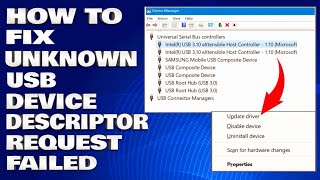 How To Fix Unknown USB Device  Device Descriptor Request Failed Solution [upl. by Agostino]