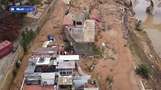 Drone shows rehabilitation work underway at damaged bridge in Spain [upl. by Tompkins]