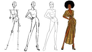 Fashion Illustration how to draw a croquis for fashion design part 1 [upl. by Ahsiekahs]