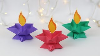 Paper Diya Making  Diwali Decoration Ideas At Home  Diya Decoration  Origami Paper Candle [upl. by Charla]