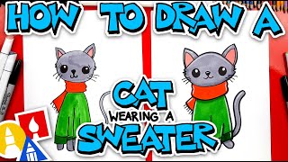 How To Draw A Christmas Cat Wearing A Sweater [upl. by Madai692]