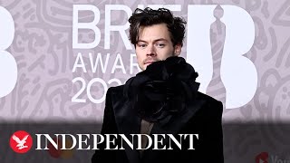 Harry Styles arrives on Brit Awards 2023 red carpet [upl. by Fezoj]