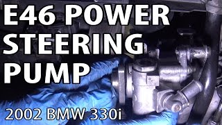 BMW 330i 325i E46 Power Steering Pump Replacement DIY [upl. by Attaymik953]