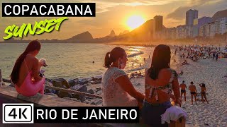 Walking Copacabana Beach at Sunset 🇧🇷  Boardwalk  Rio de Janeiro Brazil  【4K】 2021 [upl. by Sair]