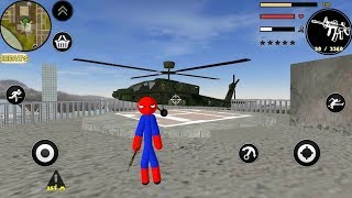 Spider Stickman Rope Hero Gangstar Crime  Helicopter Android Gameplay [upl. by Peria]