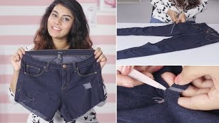 DIY How To Properly Cut Your Jeans Into Shorts [upl. by Ahsirtap]