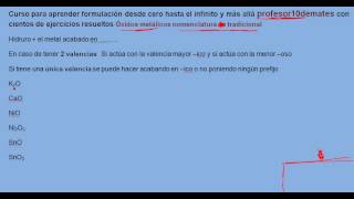 Formulación inorgánica 14 Oxidos metálicos nomenclatura tradicional [upl. by Randie907]