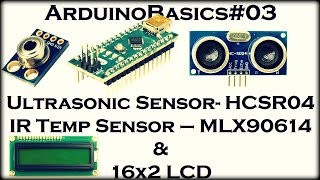 Arduino with Ultrasonic sensor HCSR04 amp MLX90614 IR Wireless Temperature Sensor  Thermometer [upl. by Refotsirhc]