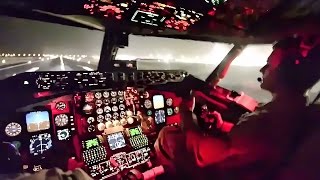 Landing A USAF Stratotanker At Night • Cockpit View [upl. by Uball]