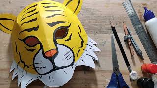 How to Make TIGER MASK Closed With Colour Paper  maskmaking [upl. by Selassie]