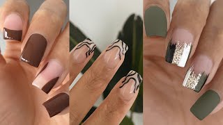 RECREATING TRENDY PINTEREST NAIL DESIGNS AT HOME  cute fall nail polish colors  nail art [upl. by Kellen]