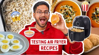 TESTING CRAZYAIR FRYER RECIPES 😱 EPIC RESULTS…PURI POPCORN SOUP BOILED EGG [upl. by Bertle]