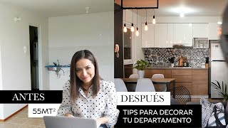 Como decorar un departamento pequeño ✨ Sin gastar mucho dinero  55mt2 [upl. by Diet]