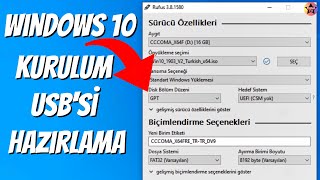 Rufus UEFI Windows 10 kurulum USBsi hazırlama MBR mi GPT mi [upl. by Leitnahs]