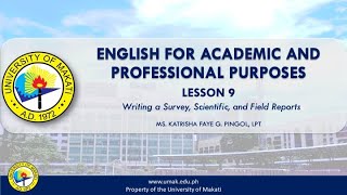 Lesson 9 Writing Technical Reports Survey Scientific and Field Reports  EAPP [upl. by Amoeji]