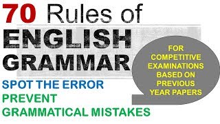 70 English Grammar Rules English Error Correction Spot the Error for Bank Exams SSC entrance exam [upl. by Kort]