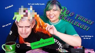 I PUT 100 THINGS IN CLOUDTALKs HAIR  CHALLENGE [upl. by Doane]