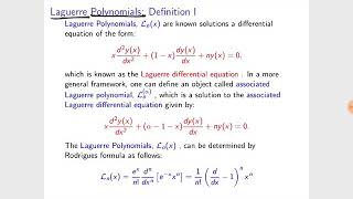 Laguerre Polynomials definitions and basic properties [upl. by Whitehurst]