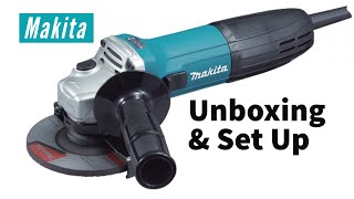 Makita GA4530R Angle Grinder  Unboxing and Setting Up [upl. by Yesnil]