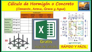 CALCULO DE HORMIGÓN O CONCRETO Cemento Arena Grava y Agua [upl. by Mayrim]