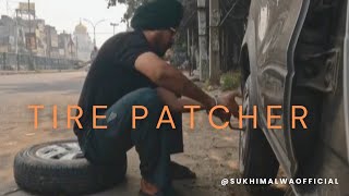 Tire patcher on road  ਟਾਇਰ ਪੈਚਰ  SukhiMalwaOfficial panjab shortvideos viral villagelife [upl. by Dnomad]