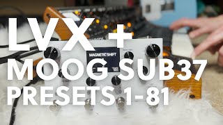 All the Meris LVX Presets through Moog Sub37 synthesizer lvx moog stereo loop arpeggio [upl. by Pruter308]