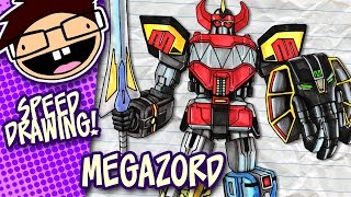 Speed Drawing MEGAZORD Mighty Morphin Power Rangers  Time Lapse Art [upl. by Deuno162]