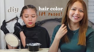 DIY HAIR COLOR 109 PESOS LANG Golden Brown  Philippines [upl. by Nakada]