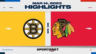 NHL Highlights  Bruins vs Blackhawks  March 14 2023 [upl. by Yenaiv997]