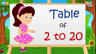 Table of 2 to 20  Multipplication Table 2 to 20  Elearning studio [upl. by Aridan]