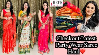 Wedding amp Party Wear Special Saree Haul👗SilkBanarasiBandhejKanjivaram Saree Review👗Heer Fashion [upl. by Meesak240]