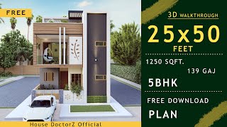 3D Home Design  2550 North Facing House Plan  Luxury interior  1250 Sqft  Modern Design  HDZ [upl. by Ainad]