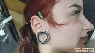 Surface Tragus Piercing  Vertical Tragus Piercing DOUBLE [upl. by Juana]