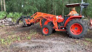 61 Kubota MX6000 Grappling Big Logs [upl. by Gui]