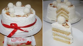 Raffaello Cake  Coconut almond cake Raffello cake recipe [upl. by Leipzig]