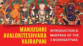 3 great Bodhisattvas Manjushri Avalokiteshvara and Vajrapani — mantras and introduction [upl. by Flip]