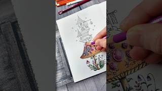 Colorazione con matite colorate  Tutorial Fungo  Small Victories di Johanna Basford [upl. by Cornel]