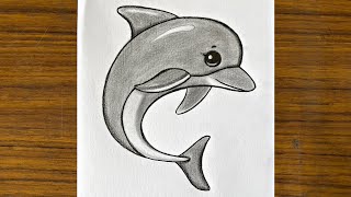 How to draw a dolphin drawing step by step  Easy drawing ideas for beginners  Beginners drawing [upl. by Ibby]