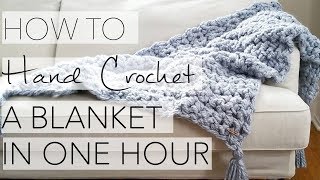 How to Hand Crochet a Blanket in One Hour  Simply Maggie [upl. by Anigue]