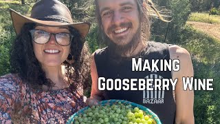 How to Make Gooseberry Wine from Foraged Berries Step by Step Wine Making on the Homestead [upl. by Namyac357]