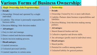 Main types of business ownership Forms of retail business ownership Types of business ownership [upl. by Ylevol613]