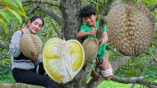 Giant fresh durian from the tree  amazing 2 recipes with big durian  Wonderful durian Fruit [upl. by Woods762]