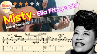 💗 Misty  Ella Fitzgerald 💗 Easy Jazz Fingerstyle Guitar Tutorial  TABChords  쉬운 재즈 핑거스타일 타브코드 [upl. by Orlando]