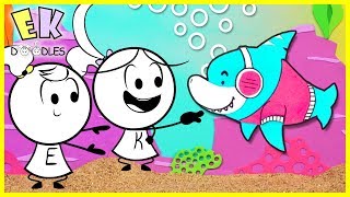 BABY SHARK Nursery Rhyme Dance Moves  Sing Along with EK Doodles [upl. by Eseneg]