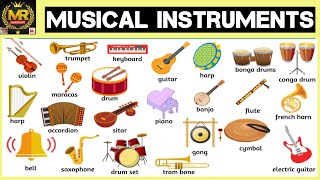 Musical instruments name with pictures sound and pronunciation  musical instruments [upl. by Phil]