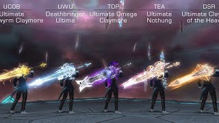 FFXIV All 5 Ultimate Weapons Showcase UCOB UWU TEA DSR TOP side by side [upl. by Neumark830]