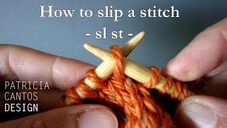 Knitting How to slip a stitch  sl st  Knitting lessons for beginners [upl. by Shell577]