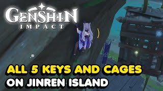 All 5 Key amp Cage Locations On Jinren Island In Genshin Impact Inazuma [upl. by Thorin]